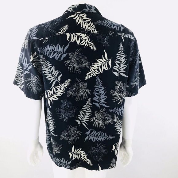 AFTCO Wyland Lionfish Floral Hawaiian Silk Shirt M - Picture 4 of 6